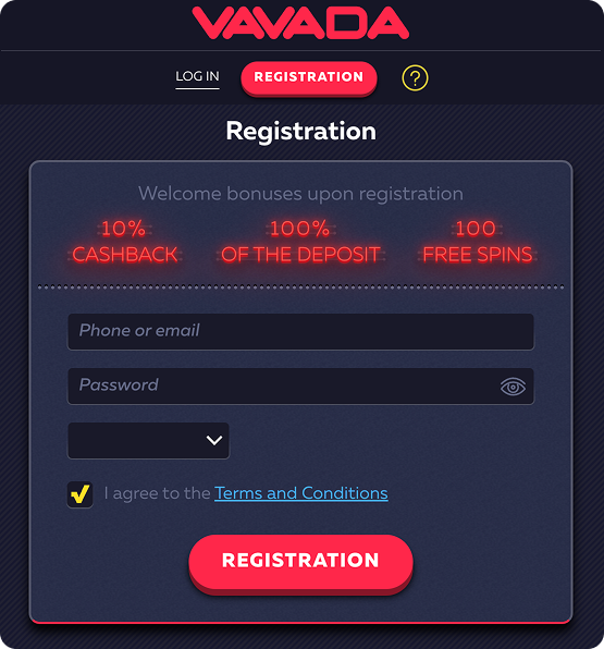 Vavada регистрация